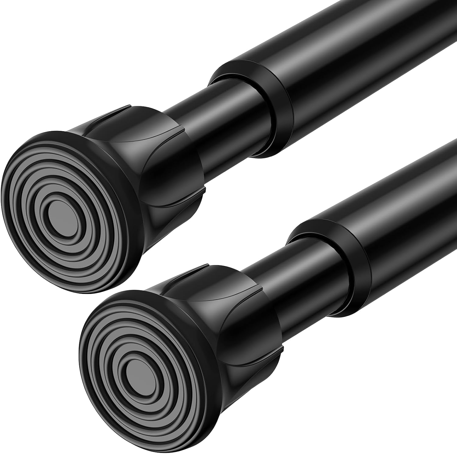 MKEUDQ-2 Pack Tension Rods for Windows 28 to 48 inch, Adjustable Curtain Rods No Drilling Spring Rods Extendable Pressure DIY Tension Rod for Window Closet Kitchen, Black