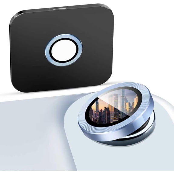 MKEUDQ-2-Pack for iPhone 17 Air Camera Lens Protector, [CD Lines] [Strong-Adhesion] Metal Texture Style Tempered Glass Camera Lens Cover [with Auto Alignment Tool Kit] -Light Blue