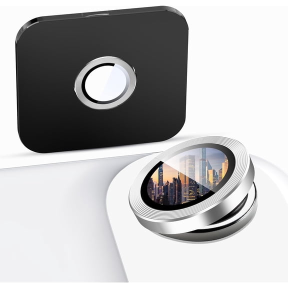 MKEUDQ-2-Pack for iPhone 17 Air Camera Lens Protector, [CD Lines] [Strong-Adhesion] Metal Texture Style Tempered Glass Camera Lens Cover [with Auto Alignment Tool Kit]-Silver