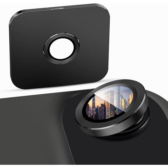 MKEUDQ-2-Pack for iPhone 17 Air Camera Lens Protector, [CD Lines] [Strong-Adhesion] Metal Texture Style Tempered Glass Camera Lens Cover [with Auto Alignment Tool Kit] -Black