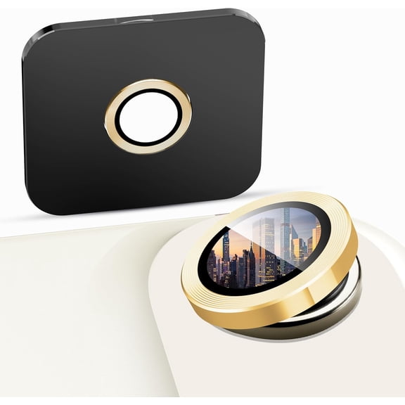 MKEUDQ-2-Pack for iPhone 17 Air Camera Lens Protector, [CD Lines] [Strong-Adhesion] Metal Texture Style Tempered Glass Camera Lens Cover [with Auto Alignment Tool Kit] -Gold