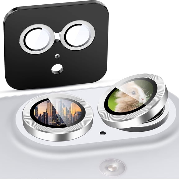 MKEUDQ-2-Pack for iPhone 17 Camera Lens Protector, [CD Lines] [Strong-Adhesion] Metal Texture Style Tempered Glass Camera Lens Cover [with Auto Alignment Tool Kit] -Silver