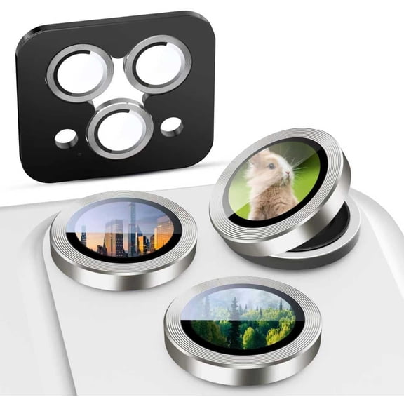 MKEUDQ-2-Pack for iPhone 17 Pro/Pro Max Camera Lens Protector, [CD Lines] [Strong-Adhesion] Metal Texture Style Tempered Glass Camera Lens Cover [with Auto Alignment Tool Kit] -Grey