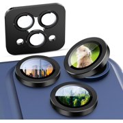 MKEUDQ-2-Pack for iPhone 17 Pro/Pro Max Camera Lens Protector, [CD Lines] [Strong-Adhesion] Metal Texture Style Tempered Glass Camera Lens Cover [with Auto Alignment Tool Kit] -Black