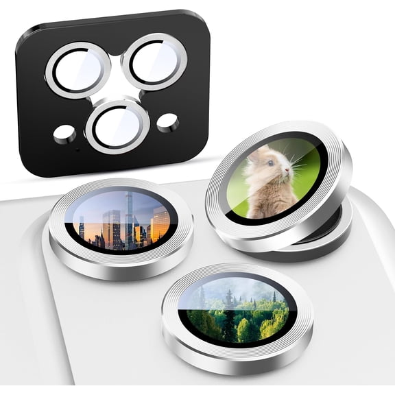 MKEUDQ-2-Pack for iPhone 17 Pro/Pro Max Camera Lens Protector, [CD Lines] [Strong-Adhesion] Metal Texture Style Tempered Glass Camera Lens Cover [with Auto Alignment Tool Kit] -Silver
