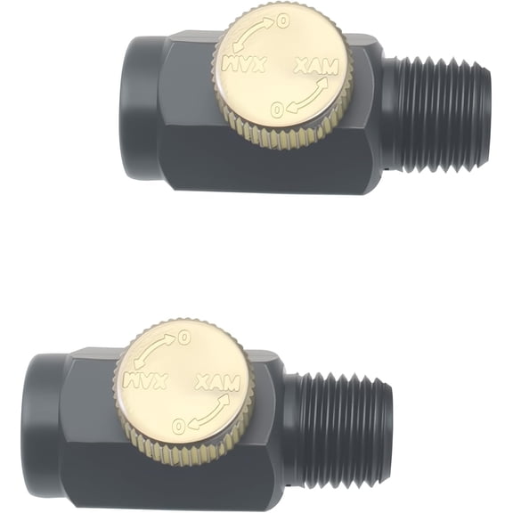 MKEUDQ-2 Pcs Brass In-Line Air Flow Regulator Adjustable 1/4" NPT Male & Female In-Line Air Flow Valves Air Pressure Compressor Control Tool (Black)
