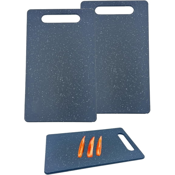 MKEUDQ-2 Pcs Cutting Board for Kitchen Small Mini Plastic Granite Color Cutting Board Dishwasher Safe Cutting Boards for Food Prep, Fruits, Vegetables with Easy Grip (6" x 10",Black)