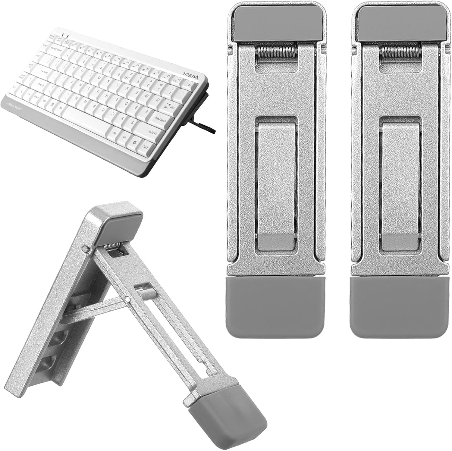 MKEUDQ-2 Pcs Keyboard Riser Tilt Stand Laptop Feet Riser Adhesive Keyboard Stands Portable Three Tilt Angle Adjustable, Foldable Laptop Risers with Anti-Slip Pads for More Keyboards Cellphone Laptops