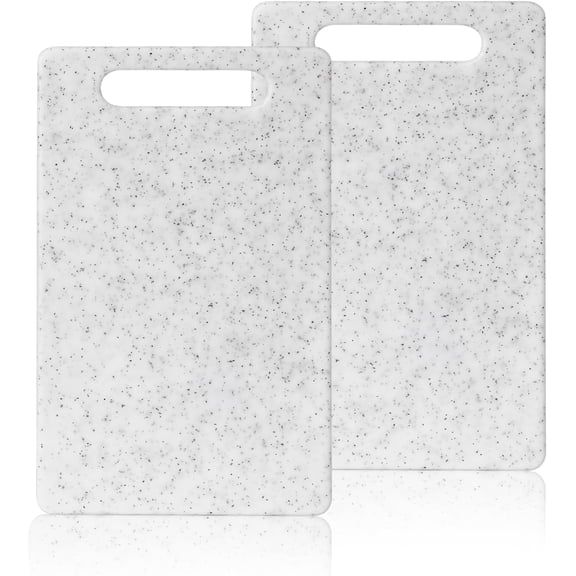 MKEUDQ-2 Pcs mini plastic cutting boards for the kitchen, in granite color, are suitable for food preparation, fruit and vegetable cutting.They feature an easy-to-hold design 6" x 10"White)