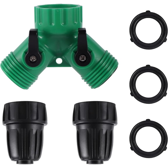 MKEUDQ-2 Way Y Water Splitter Connector for 3/4" Inch Garden Hose Spigot Faucetwith US Standard 3/4" Female GHT to 1/2' Hose Adapter for Drip Irrigation Tubing (.52" ID,.58" .62" OD)