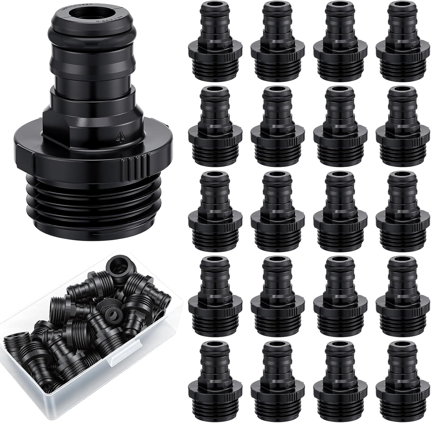 MKEUDQ-20 Pack Plastic Garden Hose Connector Water Hose Thread Fitting Adapter Fittings Standard 3/4'' Thread Quick Connect Adapters for Gardening