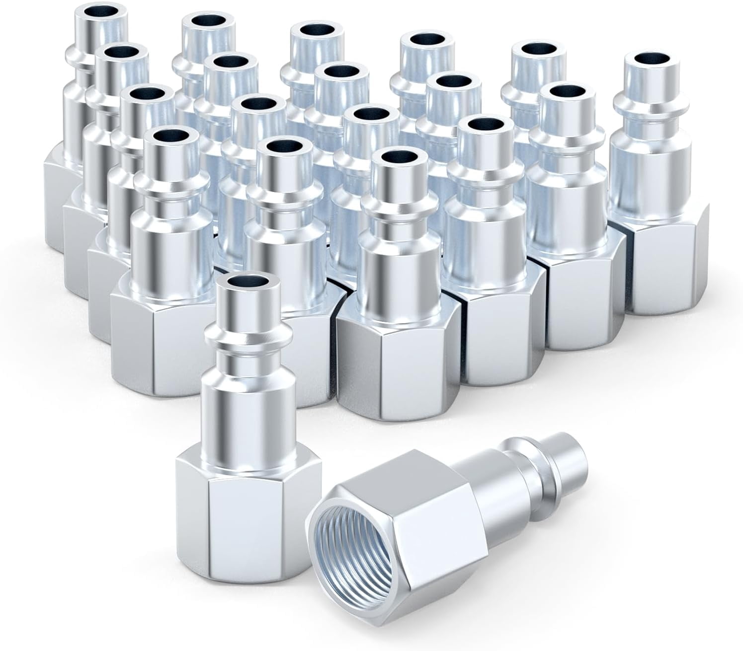 MKEUDQ-20PCS Industrial Air Plug 1/4" NPT Female Plug, Pneumatic Plugs 300PSI, Industrial Type Quick Connect Plugs, Air Compressor Hose Fitting