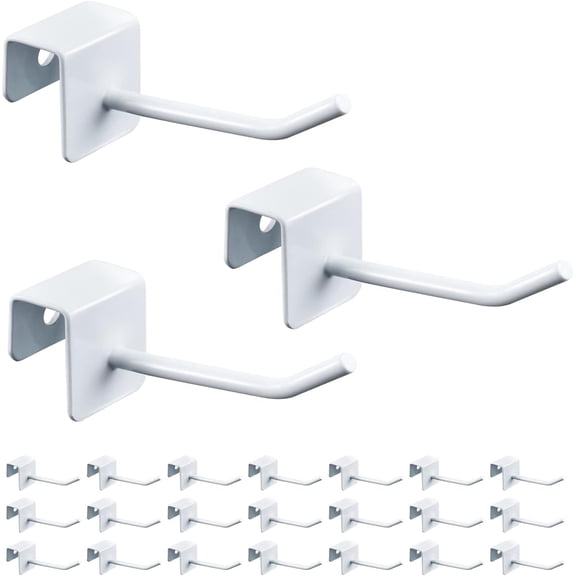 MKEUDQ-24 Pcs Small Metal Panel Hook Hanger for Hanging Tower, Clothes, Scarf, hat, Key, and mask. Coated with White Painting