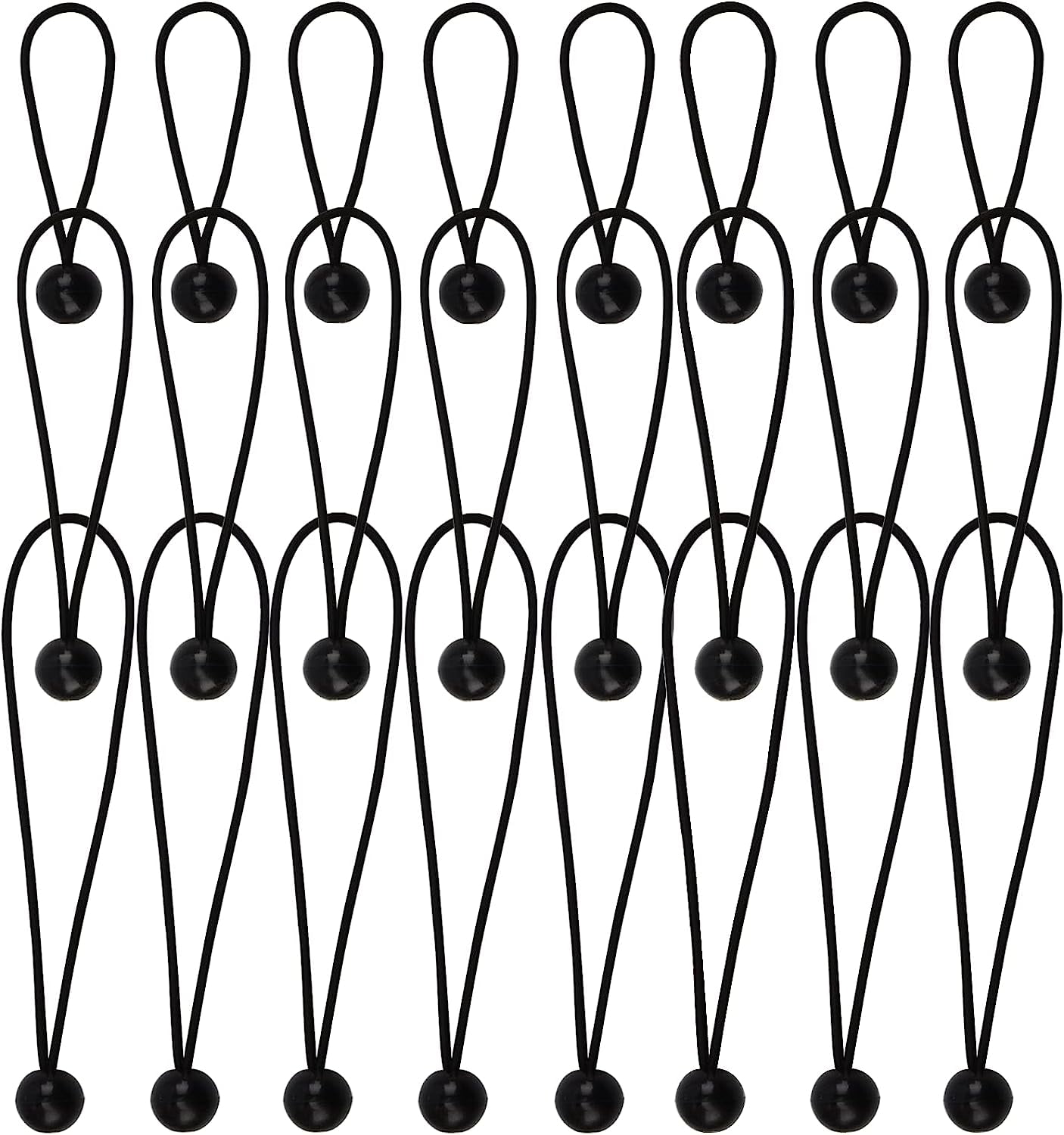 MKEUDQ-24 Pieces Multisize Ball Bungee Cords with Elastic String for Canopy, Tarp, Straps, Tent and Wires, 6, 9, 11 Inch Tarp Canopy Bungee Balls, Black