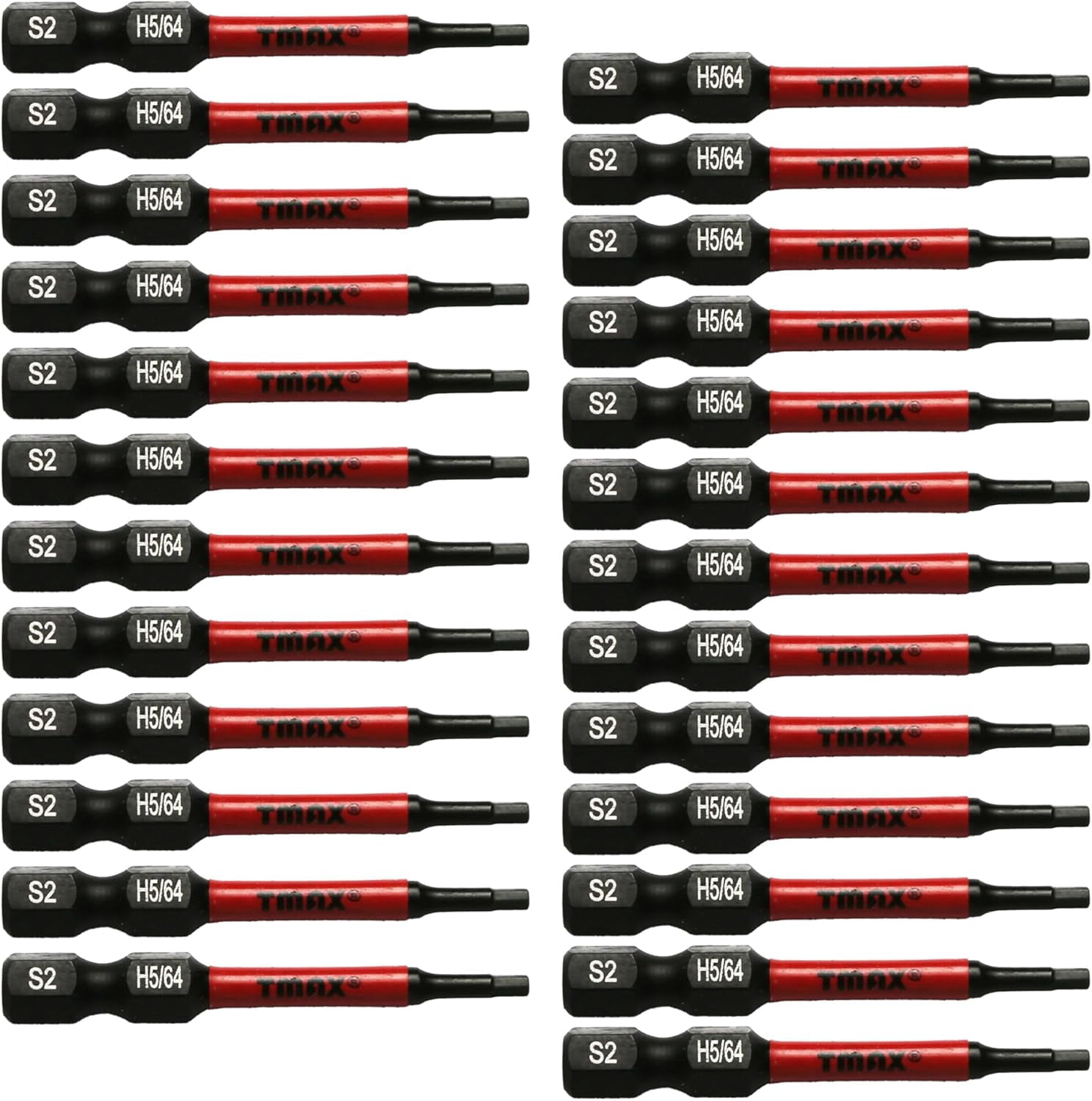 MKEUDQ-25 pc H5/64 H-5/64 Inch Hex Head Allen Wrench Black High Torque Impact Screwdriver Insert Bits Set S2 Steel Torsion Resistant, 2 Inch Long, 1/4 Inch Hex Shank with Quick Release Slot
