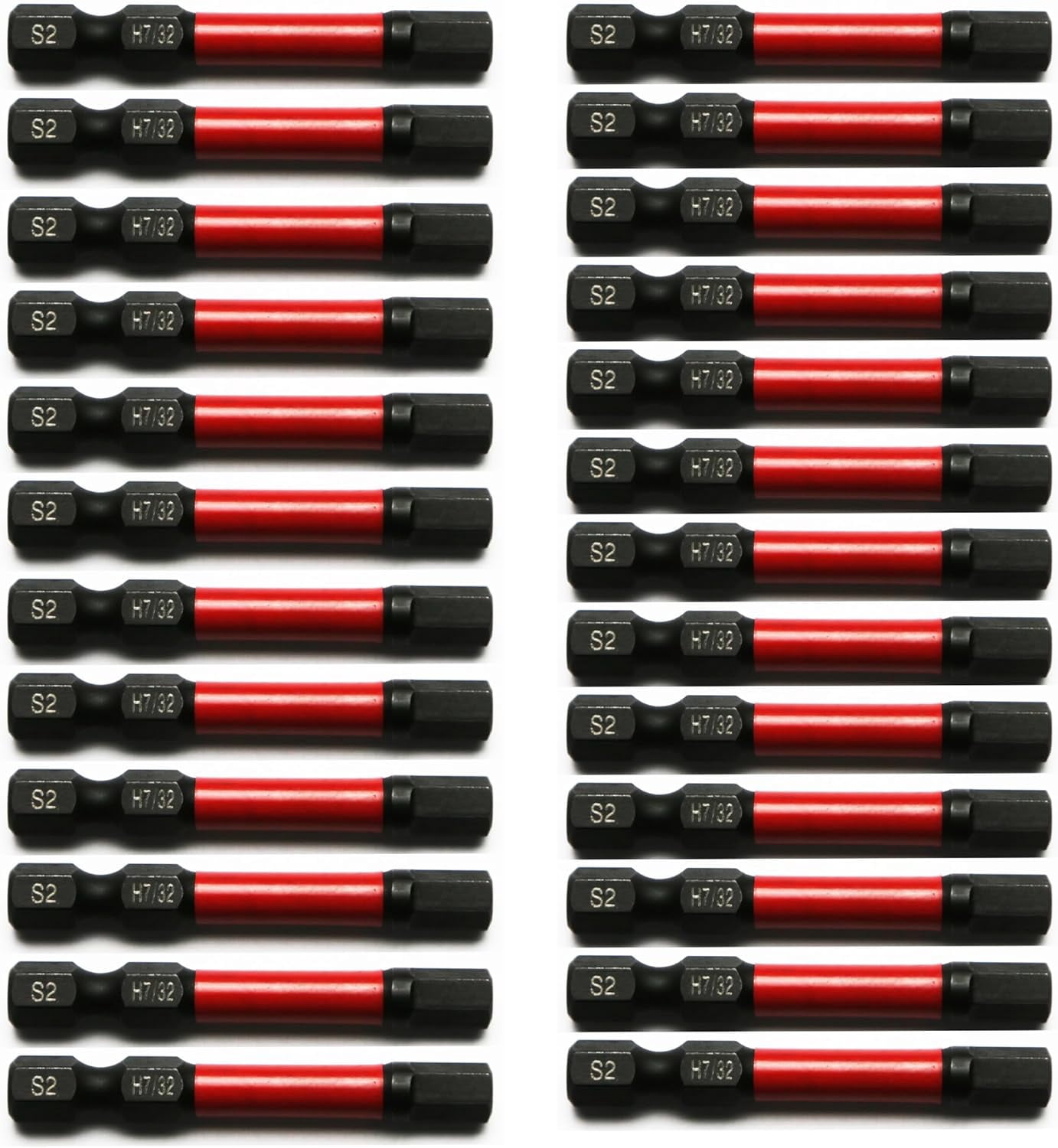 MKEUDQ-25 pc H7/32 H-7/32 Inch Hex Head Allen Wrench Black High Torque Impact Screwdriver Insert Bits Set S2 Steel Torsion Resistant, 2 Inch Long, 1/4 Inch Hex Shank with Quick Release Slot
