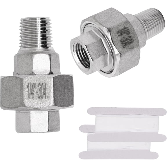 MKEUDQ-2PCS 304 Stainless Steel Union, 1/4" NPT Male x 1/4" NPT Female Thread Cast Pipe Fitting Union for Industrial, Class 150