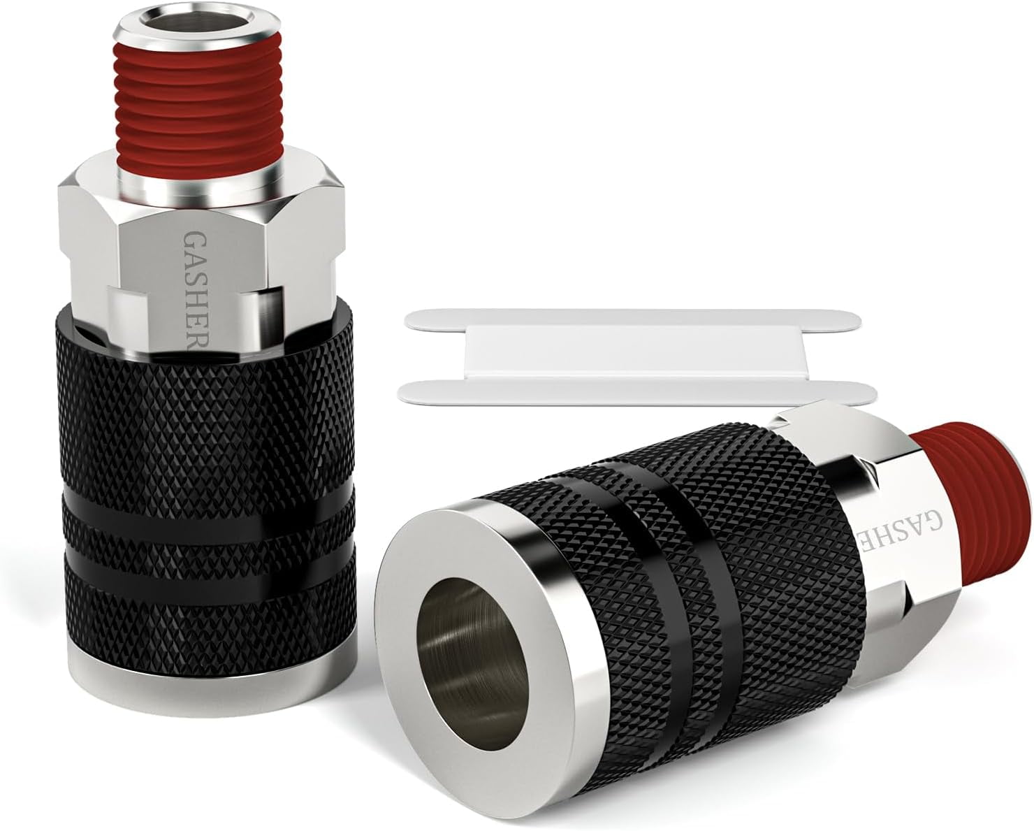 MKEUDQ-2PCS Black 1/4" MNPT Quick Connect Air Coupler, 1/4" Basic Flow Industrial Coupler, I/M Type, For Air Compressor Quick Connect Air Hose Fittings Set