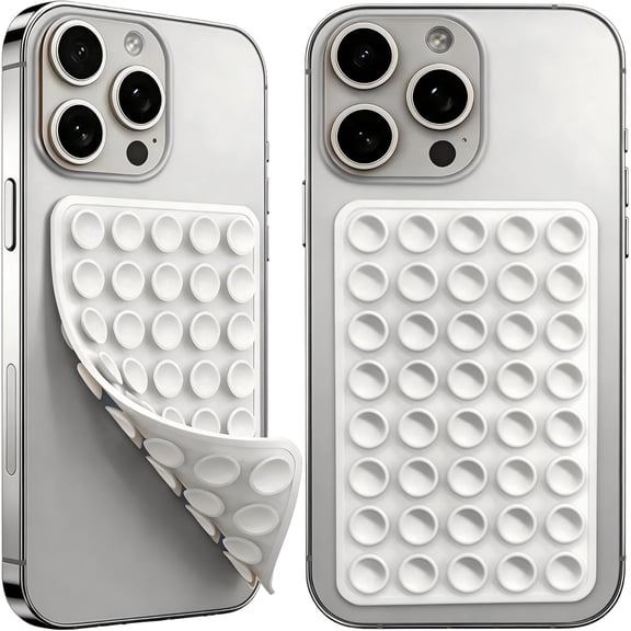 MKEUDQ-2PCS White Double Sided Silicone Suction Cup Phone Case Octo-budyy, Reusable Silicone Phone Suction Grip for iPhone & Android,Sticky Phone Grip Holder for Hands-Free Selfes & Videos
