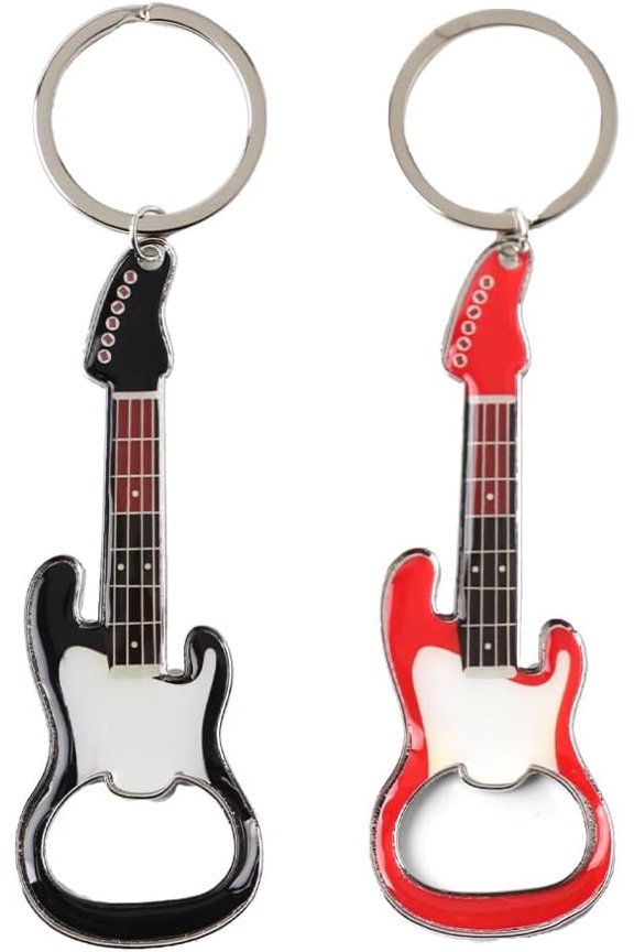 -2Pcs Exquisite Guitar-Inspired Alloy Keychain Bottle Opener Stylish Multi-Tool Key Ring Pendant Accessories