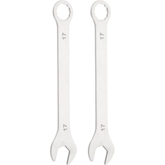 MKEUDQ-2Pcs Super Thin Combination Wrench 17mm Metric 12-Point Box and Open End Stainless Steel Double Ended Spanner Tool for Automotive Pipe Furniture Machinery DIY Repair, Silver