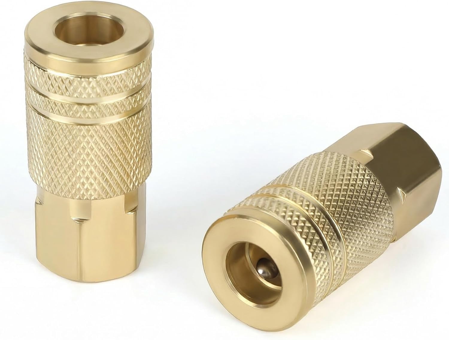 MKEUDQ-2pcs 1/4in Brass Female Industrial Coupler, 1/4" NPT Air Hose Quick Connect Fittings for Automotive Repair Air Compressor & Pneumatic Tools