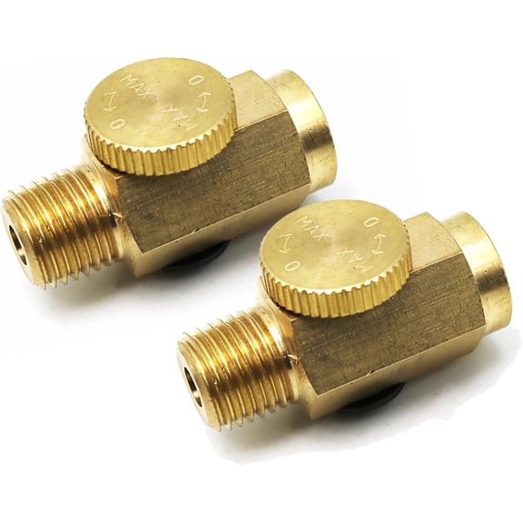 MKEUDQ-2pcs Brass In-Line Air Flow Regulator Adjustable 1/4" NPT Male & Female Air Inlet Volume Control Tool Valve