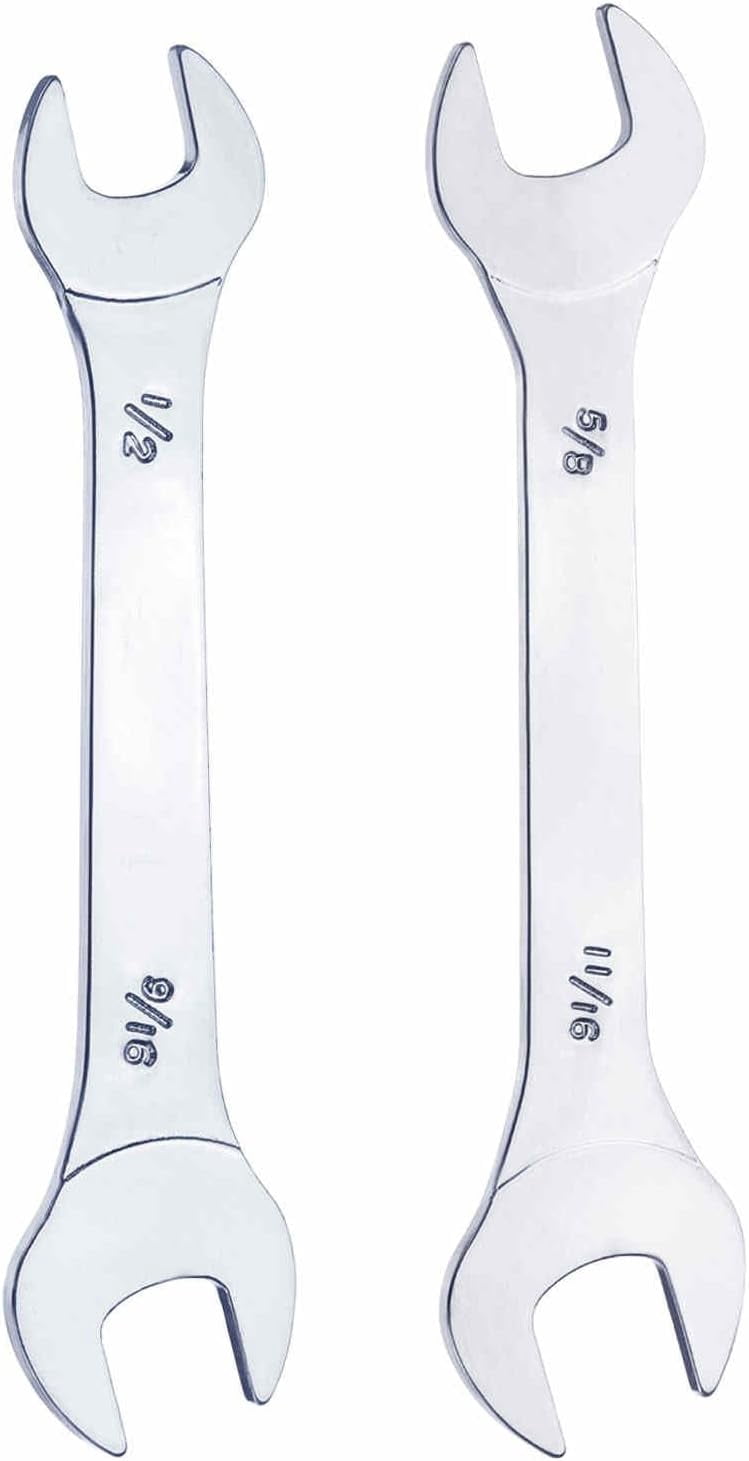 MKEUDQ-2pcs Double Open End Thin Wrench Set 1/2" 9/16" 5/8" 11/16" SAE Super Thin Small Flat Head Wrench Mirror Polished Open Ended Spanner for Automotive Repair Furniture Assembly