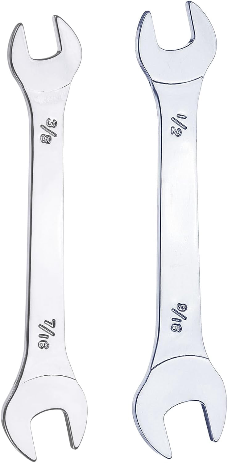 MKEUDQ-2pcs Double Open End Thin Wrench Set 3/8" 7/16" 1/2" 9/16" SAE Super Thin Small Flat Head Wrench Mirror Polished Open Ended Spanner for Automotive Repair Furniture Assembly