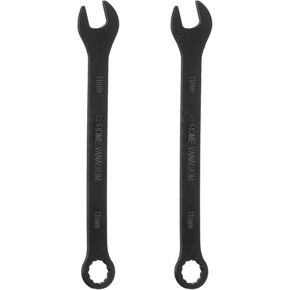 MKEUDQ-2pcs Metric Combination Wrench 11mm CR-V Steel 12-Point Box & Open End Double Ended Wrenches Spanners Tools for Household Automotive Machinery DIY Repair, Black