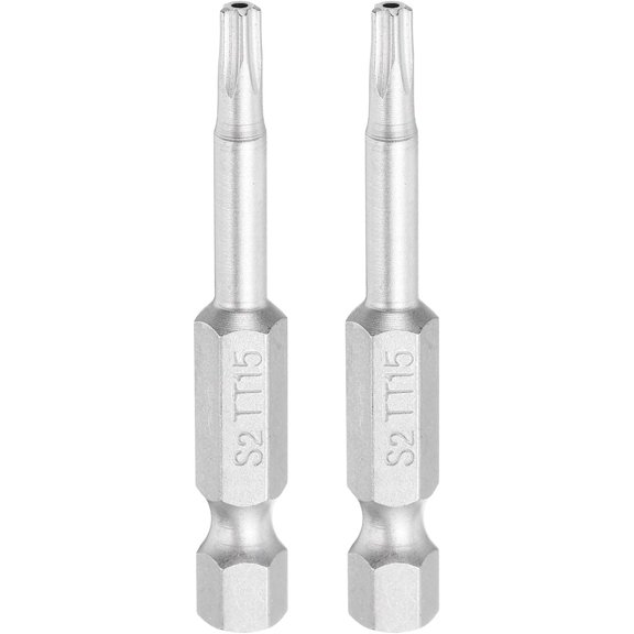 MKEUDQ-2pcs Torx Bits 1/4" Hex Shank TT15 Magnetic Head 2" Length Screwdriver Bits S2 Steel 5 Point Security for Repair Work Electric Screw Driver