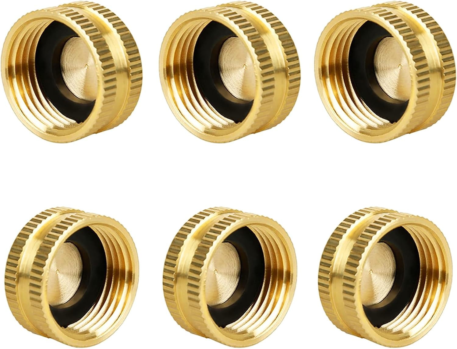 MKEUDQ-3/4" Brass Garden Hose Cap with Washers - 6 Pack Female End Cap