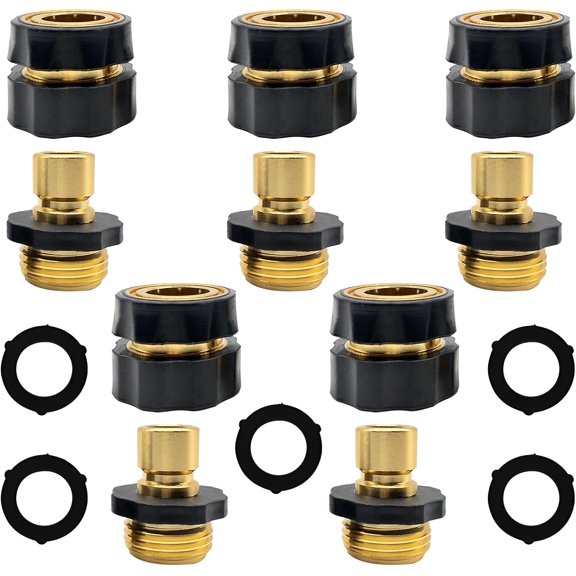 MKEUDQ-3/4 Inch Garden Hose Quick Connector Fittings - Male and Female Set,Easy Connect for Water Hose5 Set