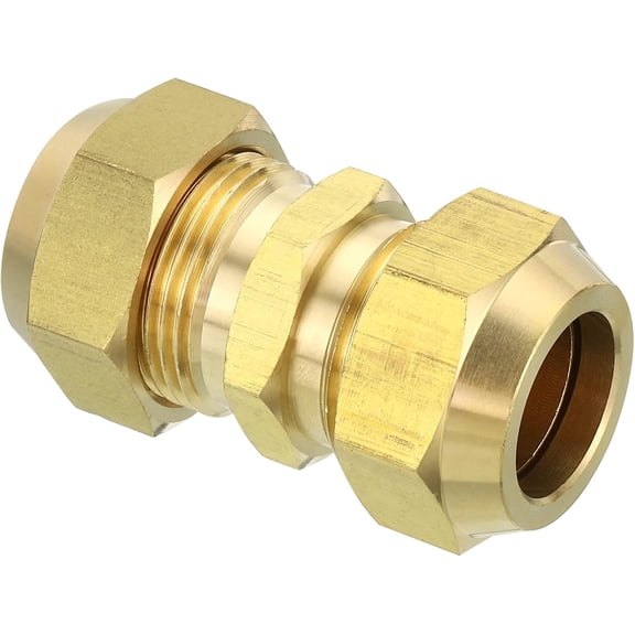 MKEUDQ-3/4" OD Brass Flare Union Connector, 1 Set Air Conditioning Copper Double Pipe Extension Joint Connectors Pipe Hose Fitting with Nut, 1.85 x 1.06inch