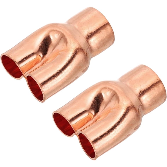 MKEUDQ-3/4" x 1/2" x 1/2" ID Tee Y Type Copper Fitting, 2 Pcs Welding Joint Split Union Intersection for HVAC, Air Conditioning Refrigeration System