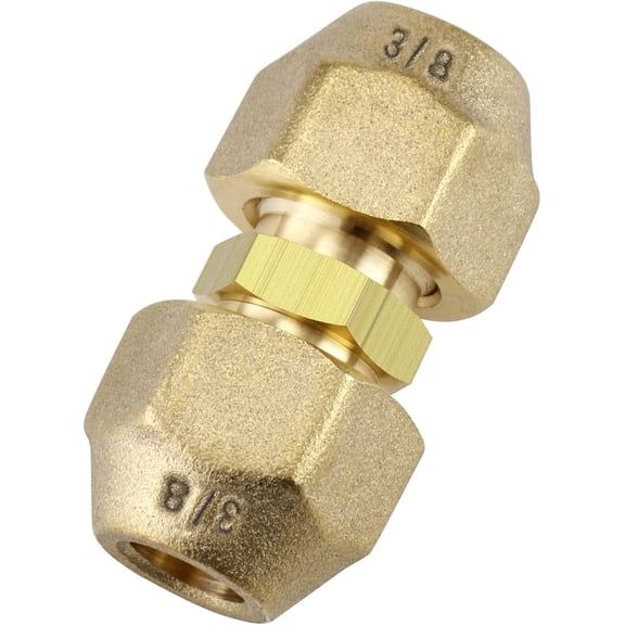 MKEUDQ-3/8-Inch AC Pipe Joint Connectors, Free Welding Brass Pipe Coupler Adapters for Air Conditioning Copper Pipe Connection, including 2Pcs Flare Nuts, Works for Butt Copper Tube Diameter 3/8" or