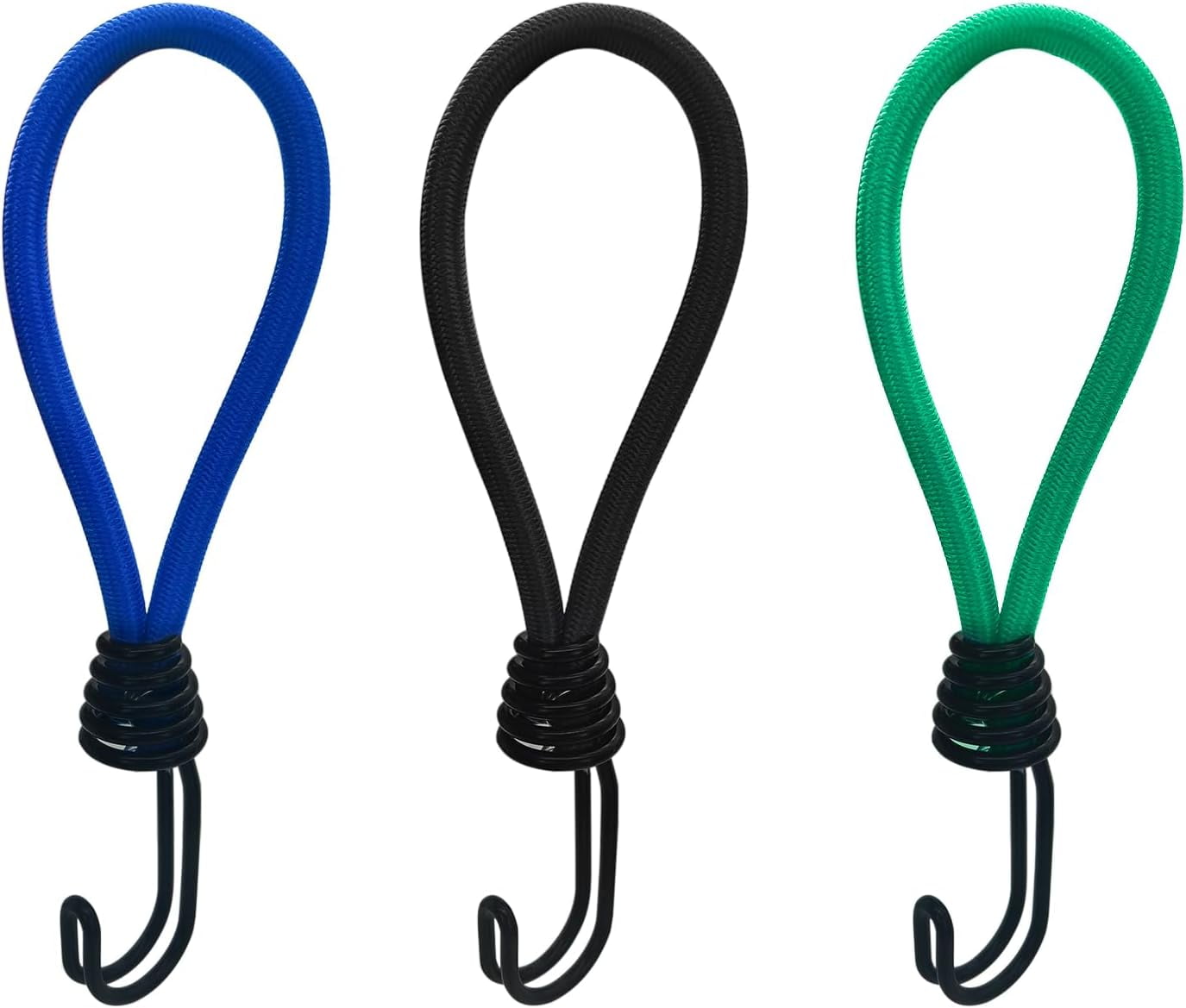 MKEUDQ-3 PCS Elastic Rope Hooks, 6 mm Durable Spiral Steel Elastic Drawstring Hook Waterproof Heavy Duty Buckle Elastic Rope for Camping Bungee Cord Tent Accessories (A)