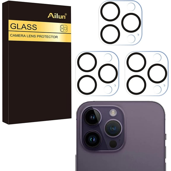 MKEUDQ-3 Pack Camera Lens Protector for iPhone 16 Pro / 14 Pro & iPhone 16 Pro Max / 14 Pro Max,Tempered Glass,9H Hardness,Anti-Scratch,Case Friendly[Does not Affect Night Shots]