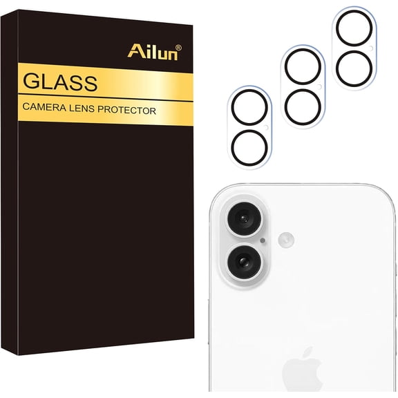 MKEUDQ-3 Pack Camera Lens Protector for iPhone 16 & iPhone 16 Plus,Tempered Glass,9H Hardness,Anti-Scratch,Case Friendly[Does not Affect Night Shots][Not for iPhone 16 Pro/16 Pro Max]