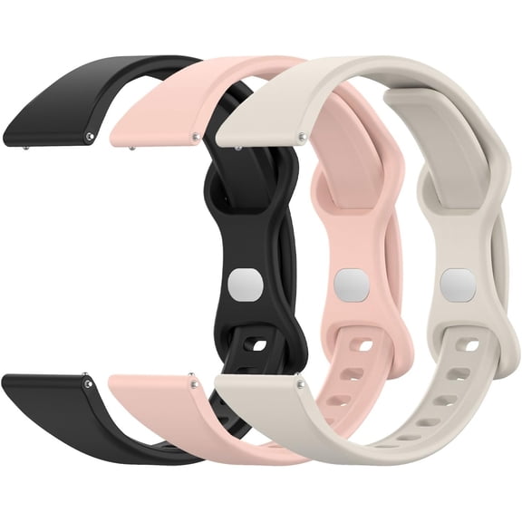 MKEUDQ-3 Pack Slim Silicone Watch Bands, 18mm 19mm 20mm 22mm Quick Release Band Soft Sport Strap Replacement Wristbands for Women Men
