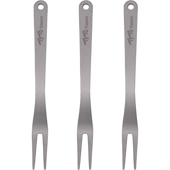 MKEUDQ-3 Pcs Tito Titnium Fruit Forks Set, Portable Ultralight Cocktail Salad Cake Tasting Dessert Fork Kitchen Accessory for Wedding Party Travel