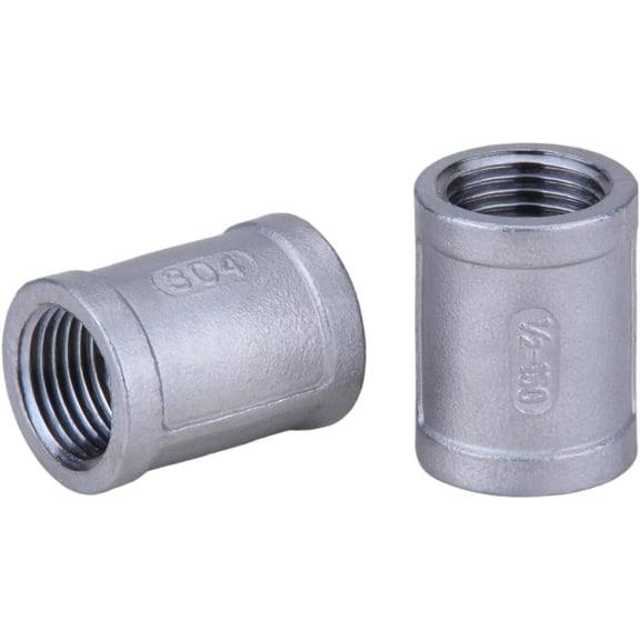 MKEUDQ-304 Stainless Steel Pipe Fitting, 1/2" Female NPT x 1/2" Female NPT Threaded Cast Coupling (2 Pcs)