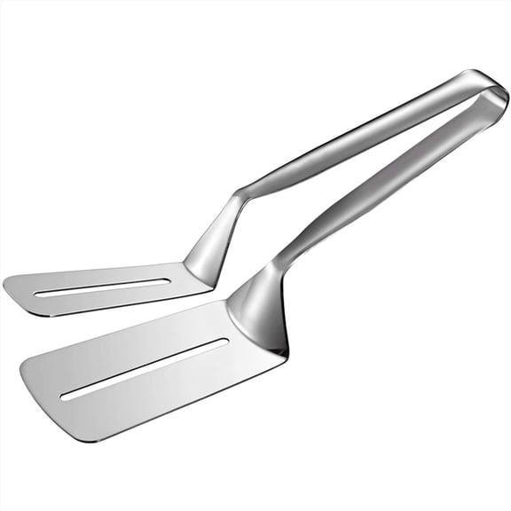 MKEUDQ-304 Steak Clamps, 3-in-1 Cooking Tong, Double Sided Spatula, 10 Inch Multifunctional Stainless Steel Food Flipping Spatula Tongs Clip for Bread Hamburger BBQ Meats Pizza Pies Bread Fish