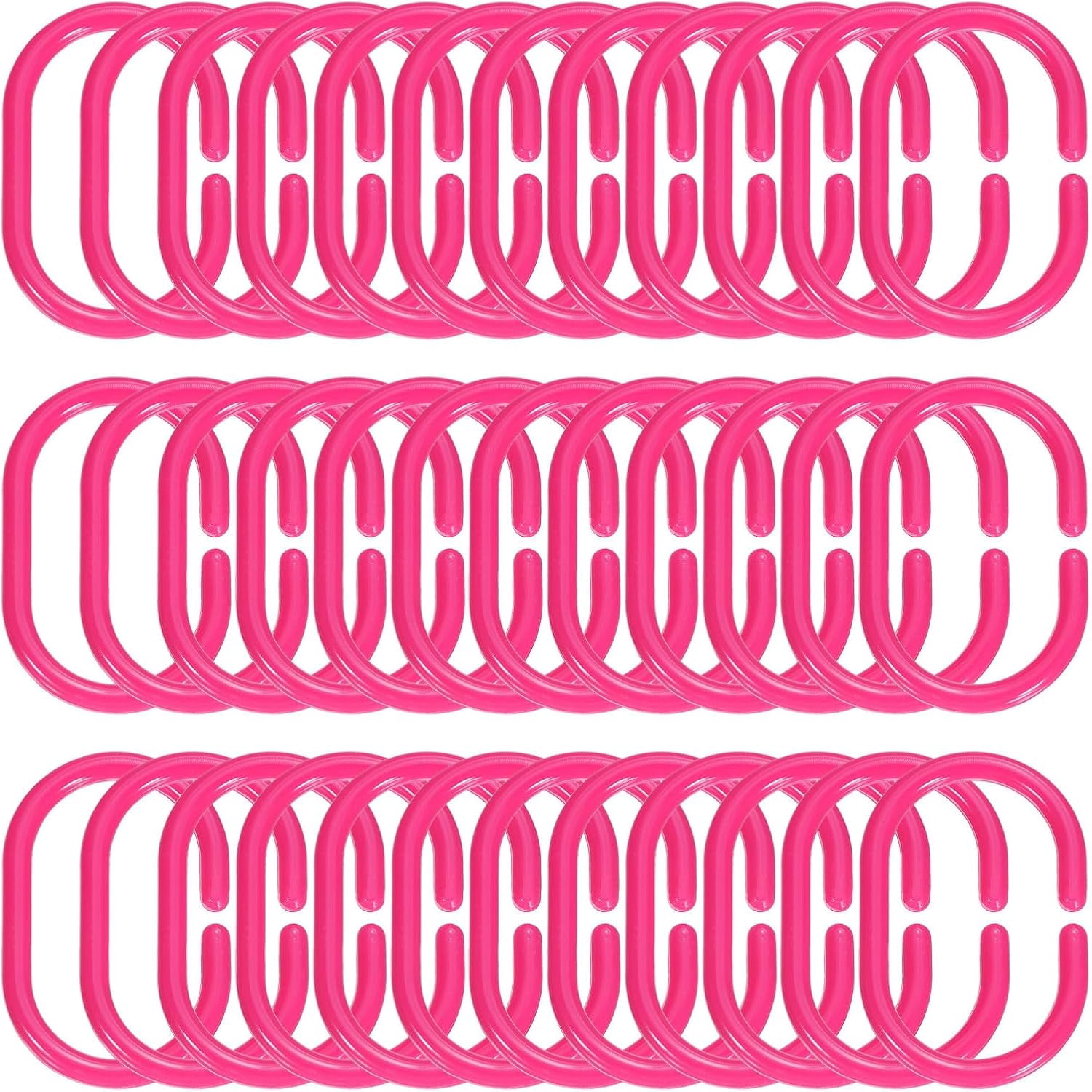 MKEUDQ-36 Pcs Shower Curtain Hooks, C-Shaped Plastic Shower Curtain Rings for Bathroom Rings, Shower Window Rods, Shower Curtain, Changing Room, Dressing Room (Rose)