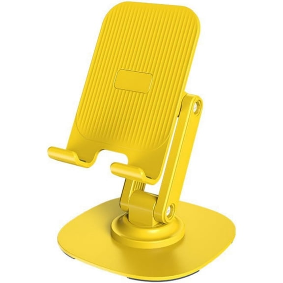 MKEUDQ-360 Rotating Cell Phone Stand for Desk, Dual Axis Adjustable Foldable Desktop Phone Holder with Weighted Anti-Slip Base