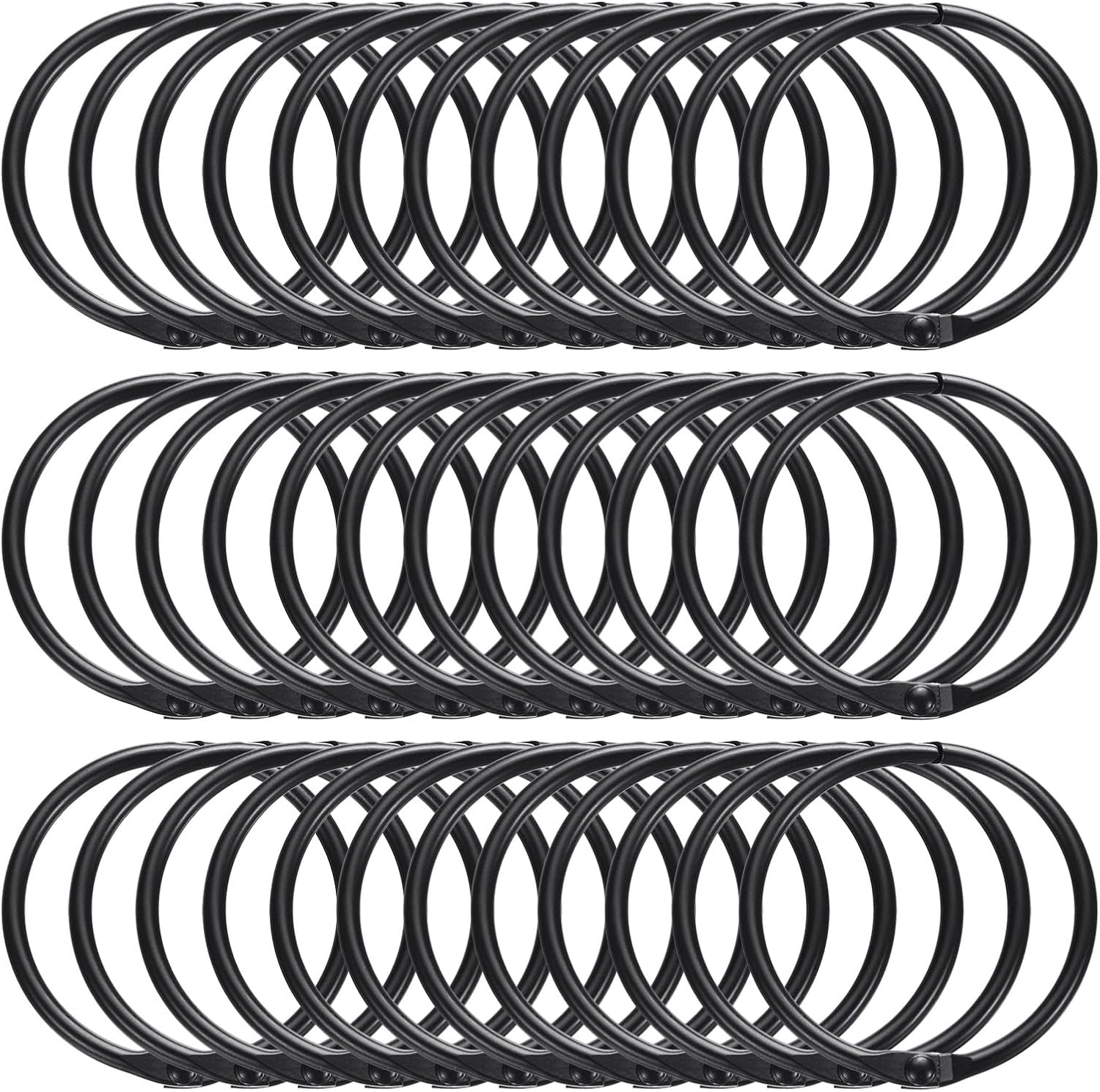 MKEUDQ-36pcs Shower Curtain Rings, 1.5 Inch ID Iron Round Snap Shower Curtain Hooks Glide Smoothly Shower Hooks for Bathroom Shower Curtain Rods, Black