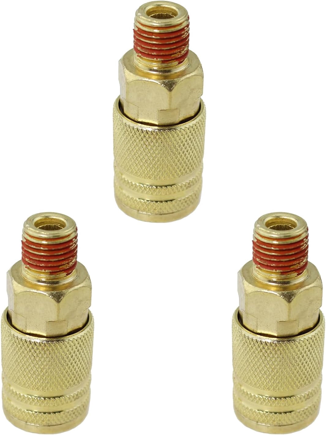 MKEUDQ-3PCS 1/4 Inch Brass NPT Male Industrial Fittings Hose Connector Air Compressor Pneumatic Joint Tool for Specialized Construction Sites and Automotive Workshops