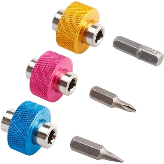 MKEUDQ-3pcs Mini Finger Grip Driver, Finger Socket Driver Set with 1/4 Inch Hex and Square Socket, Blue/Pink/Yellow