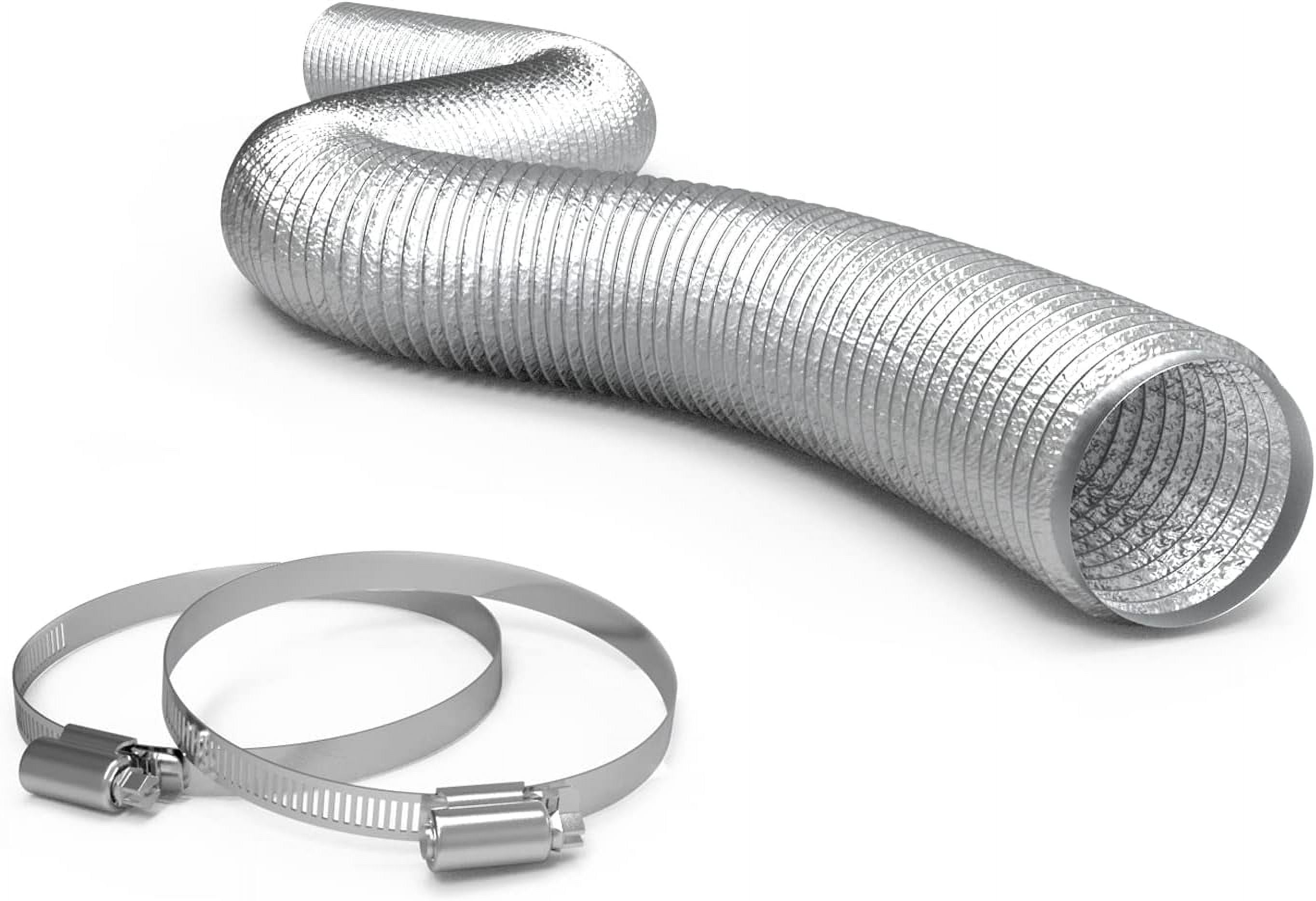 MKEUDQ-4 Inch Aluminum Flex Duct - 8 FT Long, Flexible Ducting with 2 Clamps, 3 Layer HVAC Ventilation Air Hose - Great for Dryer, Grow Tent, Green Houses, Household HVAC Venting
