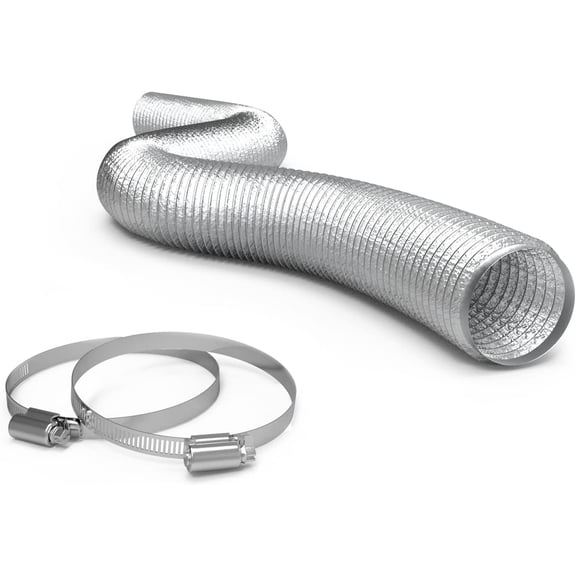 MKEUDQ-4 Inch Aluminum Flex Duct - 8 FT Long, Flexible Ducting with 2 Clamps, 3 Layer HVAC Ventilation Air Hose - Great for Dryer, Grow Tent, Green Houses, Household HVAC Venting